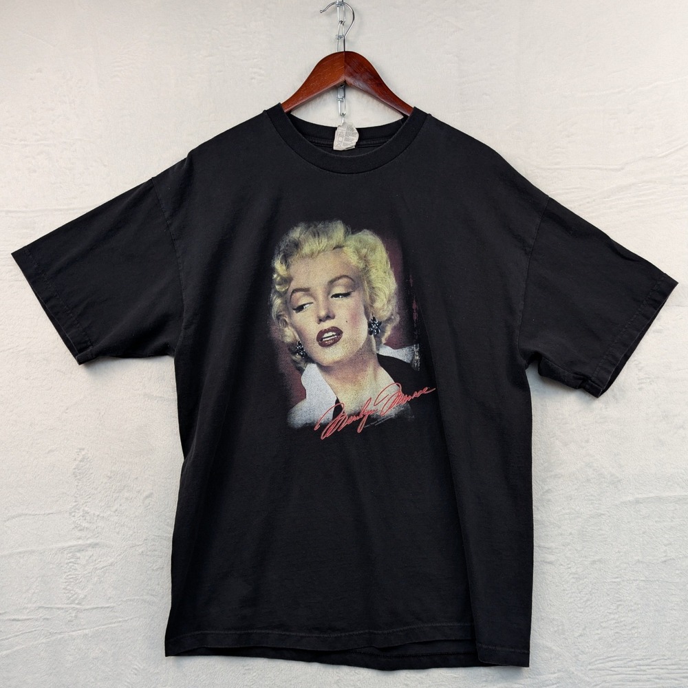 VTG Graphic Marilyn Monroe T-Shirt Men's XL Black Streetwear Red Signature Y2K